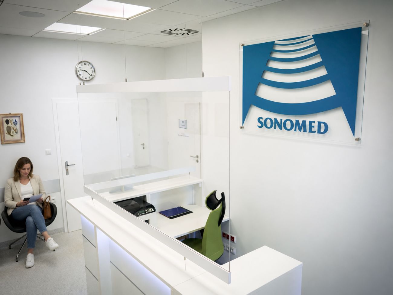 Recepcja z logo SONOMED